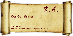 Kenéz Anna névjegykártya